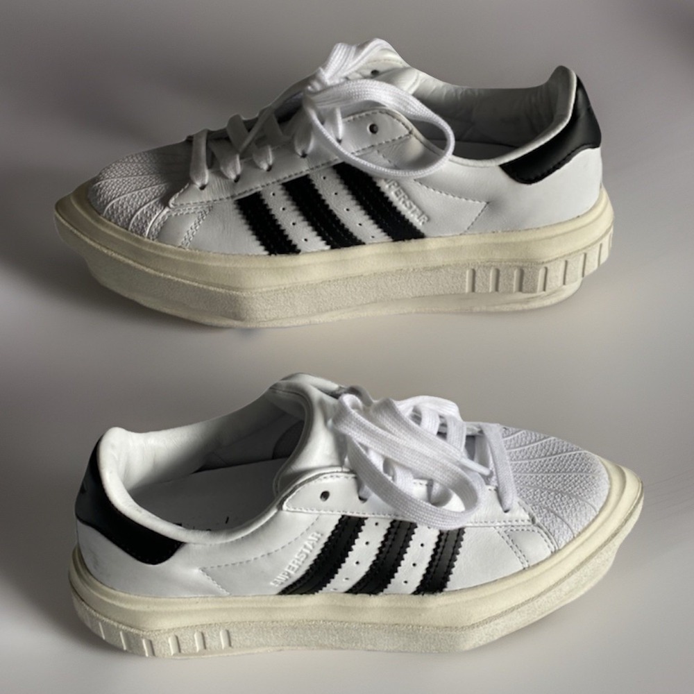 ADIDAS x Beyonce Ivy Park Superstar Platform Cloud White & Black Sneakers Sz 5.5 - Picture 3 of 9